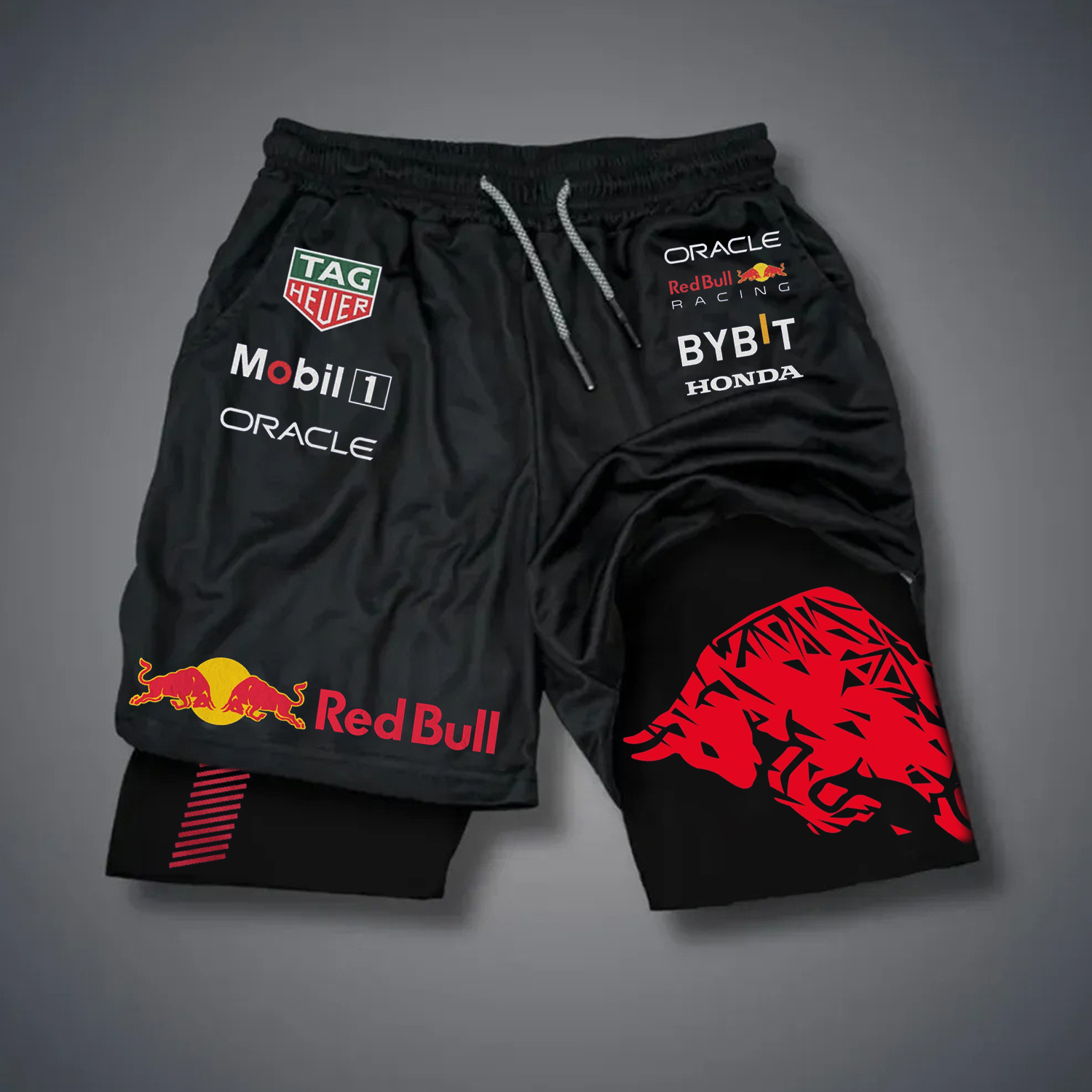 Casual Fitness Racing Double Shorts / TECHWEAR CLUB / Techwear