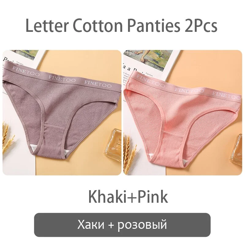 FINETOO New M-2XL Women Underpants Custom Letter Panties Breathable Cotton Underwear Ladies Briefs Casual Panty Female Lingerie