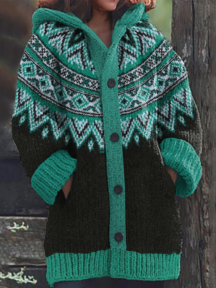 Women's Fairman Pattern Contrast Sweater Cardigan wearshes