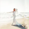 Maternity Lace Wedding Flare Sleeve High Waist Pregnant Bridal Gowns Dresses