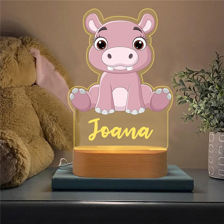 Custom Pink Cow Night Light with Name LED Lamp Gifts For Kids