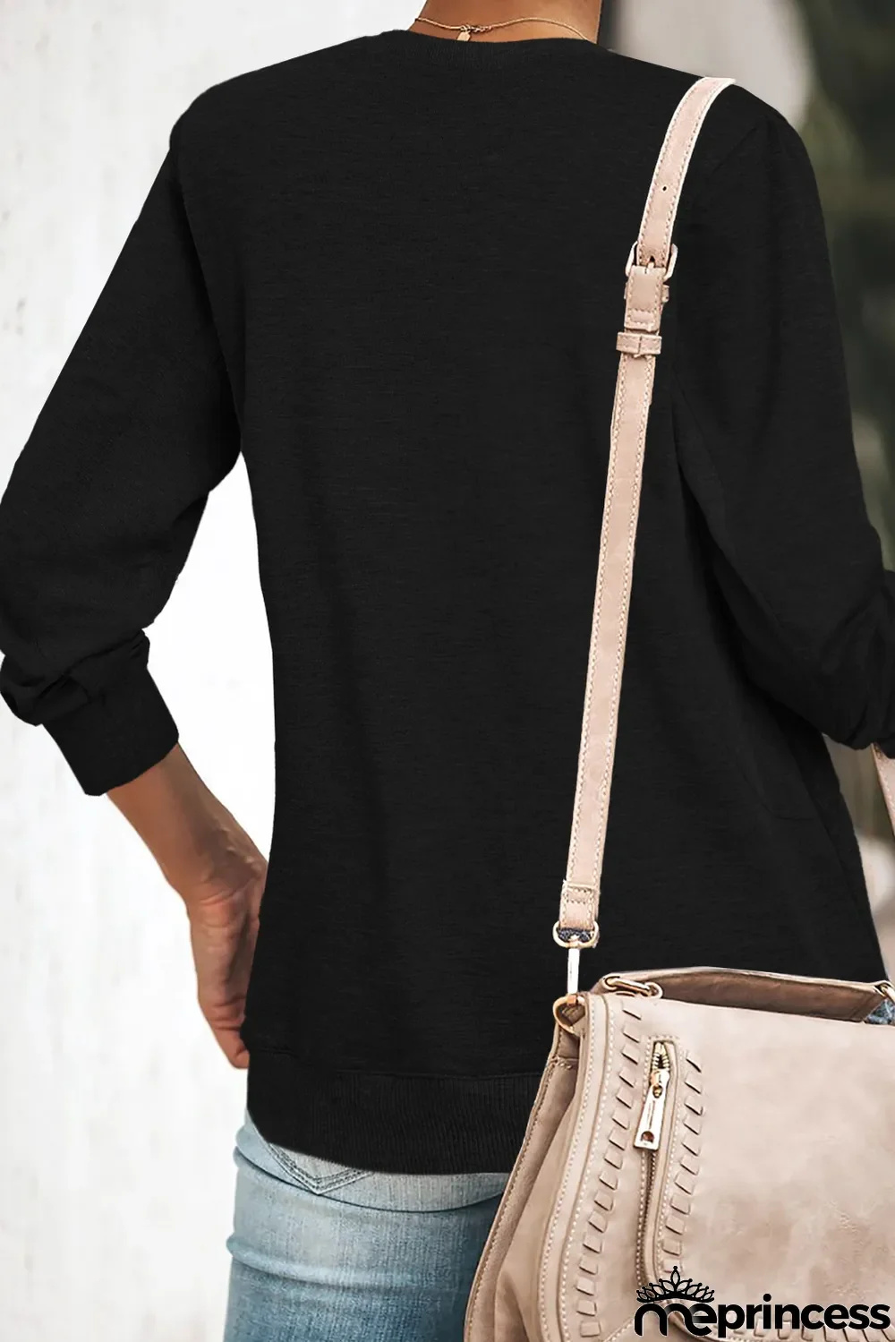 Black Wash Fleece Pullover Sweatshirt