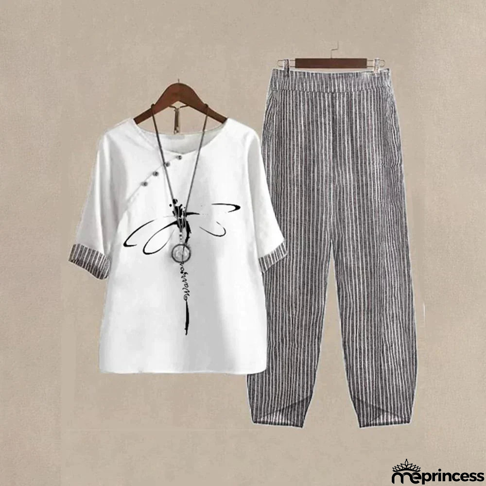 Modern two-piece set with 3/4-length sleeves