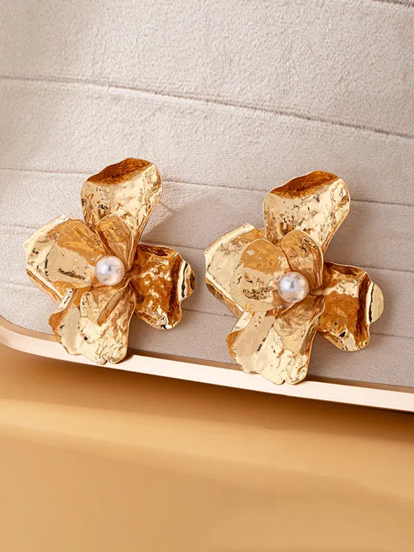 Flower Shape Shiny Earrings Accessories