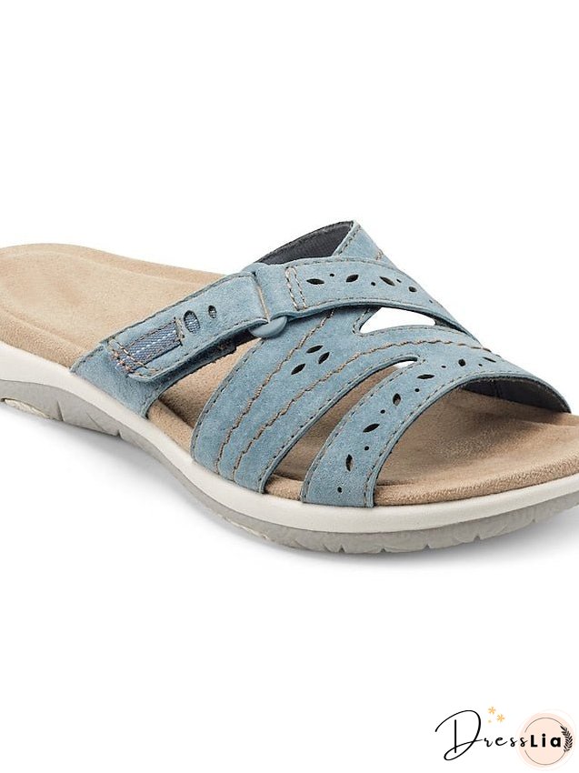Women's Sandals Slippers Boho Bohemia Beach Flat Sandals Outdoor Slippers Daily Beach Wedge Heel Classic Casual Pu