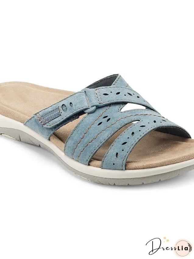 Women's Sandals Slippers Boho Bohemia Beach Flat Sandals Outdoor Slippers Daily Beach Wedge Heel Classic Casual Pu