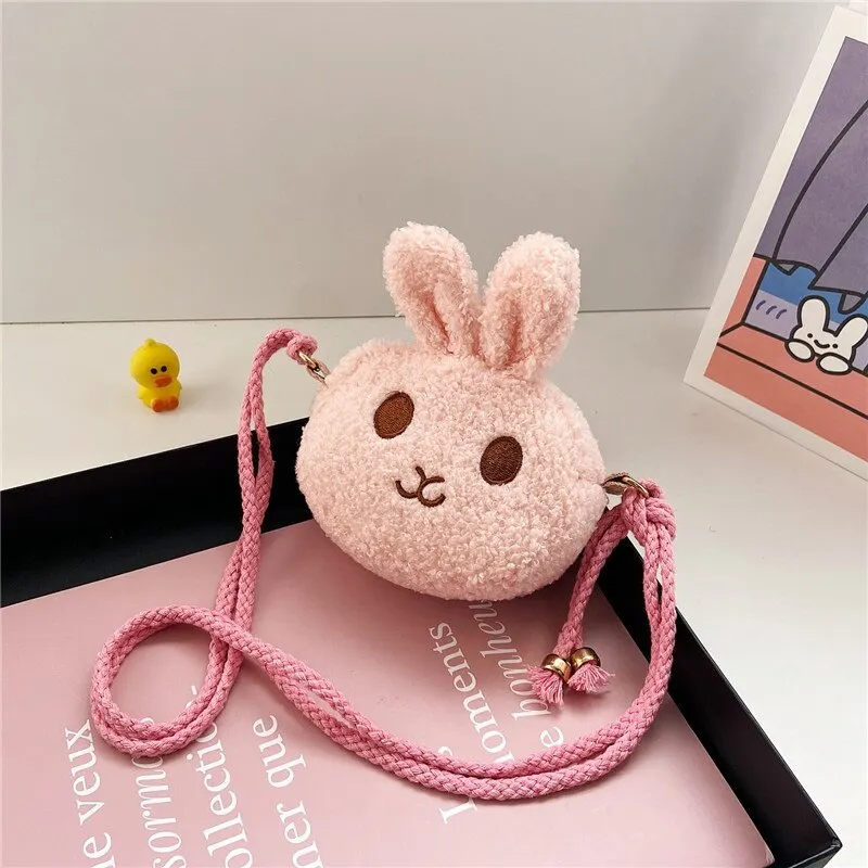 Billionm Children Plush Cartoon Crossbody Bags Cute Little Rabbit Baby Girls Coin Purse Handbags Fashion Kids Small Shoulder Bag
