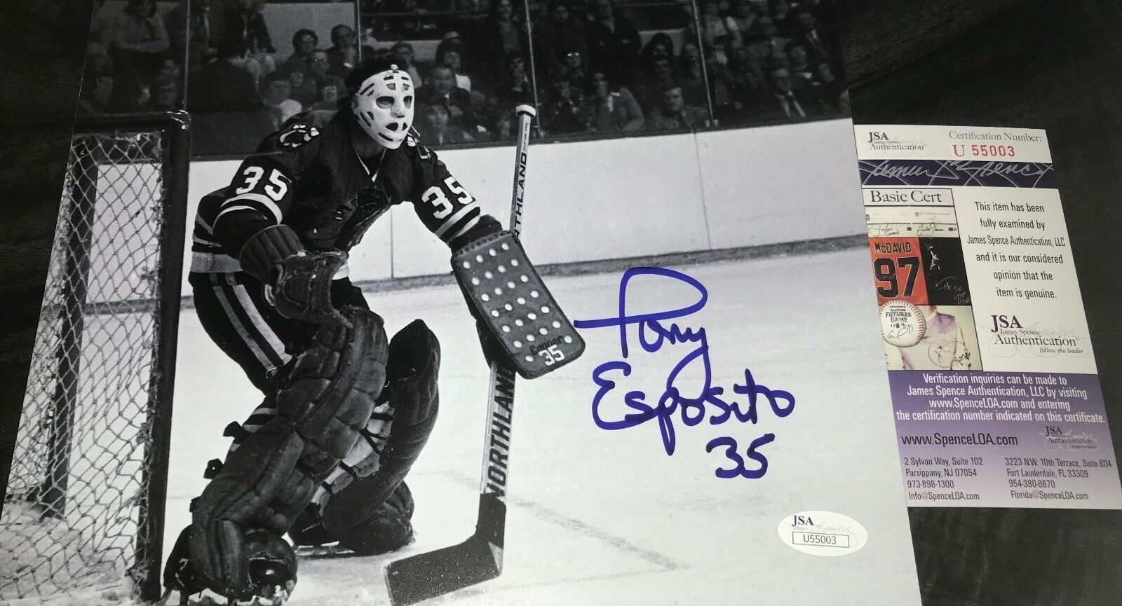 Tony Esposito Chicago Blackhawks Autographed Signed 8x10 JSA COA 11