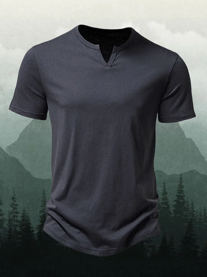 Men's Classic V-neck Cotton Short-Sleeved Shirt in  mildstyles