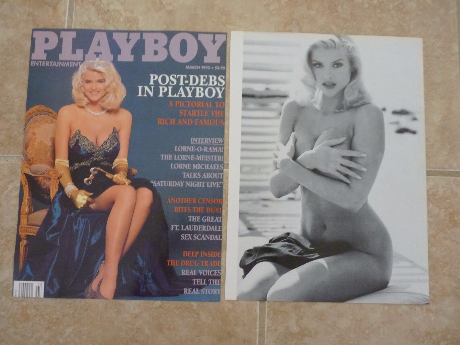 (2) Single Page Anna Nicole Smith Playboy Coffee Table Book Photo Poster painting NOT REAL COVER