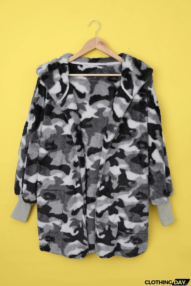 Camo Fleece Hooded Coat