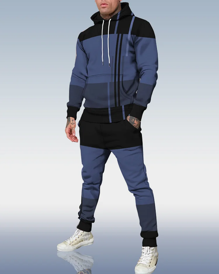 Men's Personalized Printed Hoodie Set 033
