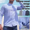  Gioiacombo&trade; Camicia a maniche lunghe a righe casual da uomo