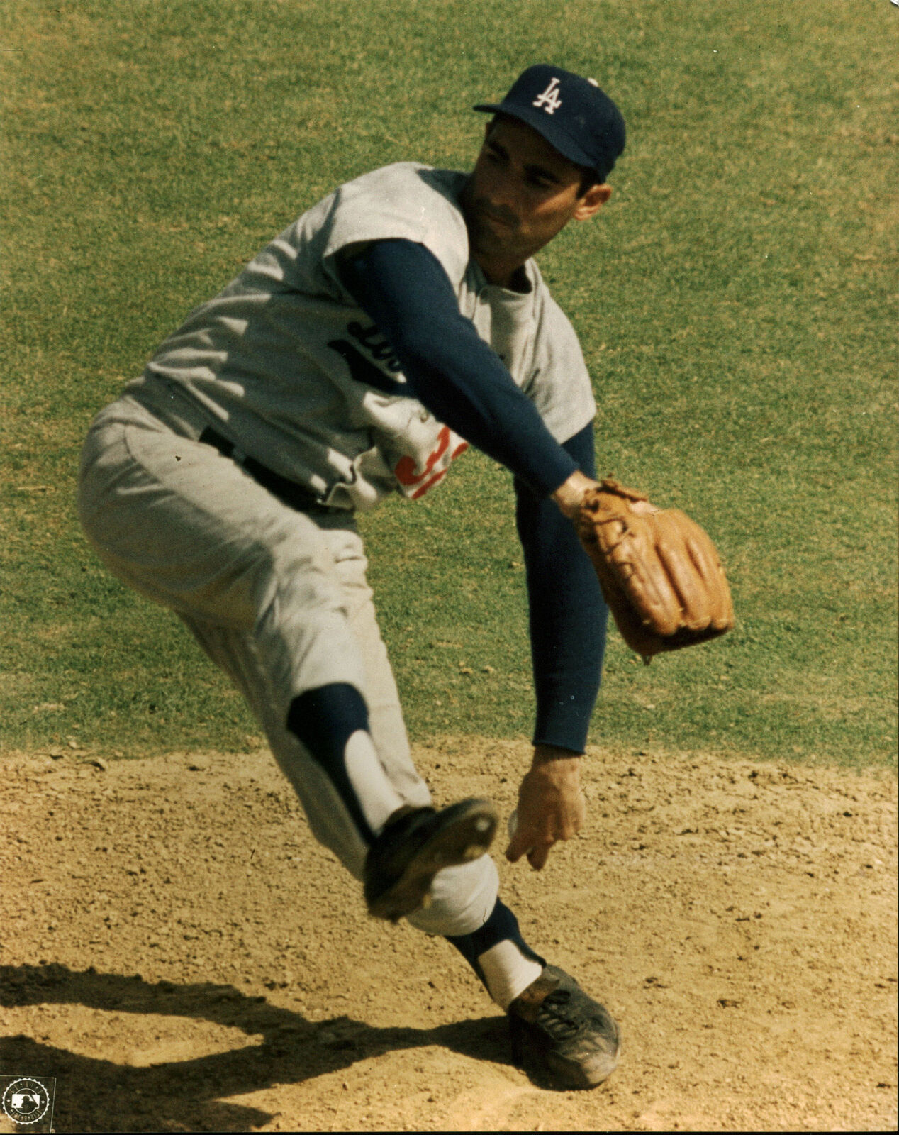 Dodgers Sandy Koufax 8x10 Photo Poster paintingFile Pitching Grey Jersey Photo Poster painting Un-signed