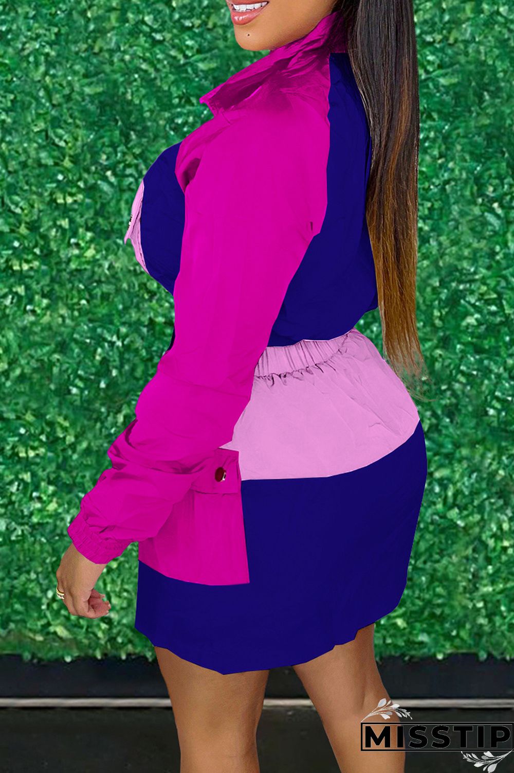 Cream White Fashion Casual Patchwork Basic Turndown Collar Long Sleeve Two Pieces