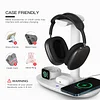 Headphone stand with 15w wireless charger, Suguder 4-in-1 charging station headphone stand for AirPods Max/Pro/2/3 iWatch 9/8/7/6/5/4/3/2/1/SE iPhone 15/ 14/13 /12/11/XS/XR/X for desktop desktop games