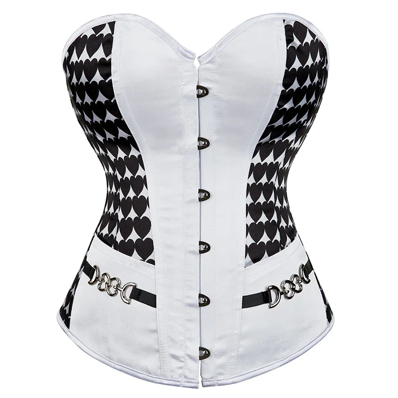 Billionm Corset Top Lace Up Back Corset Body shape White Corsets for Women Victorian Heart Print Bustier Tops Plus Size 6XL 7XL