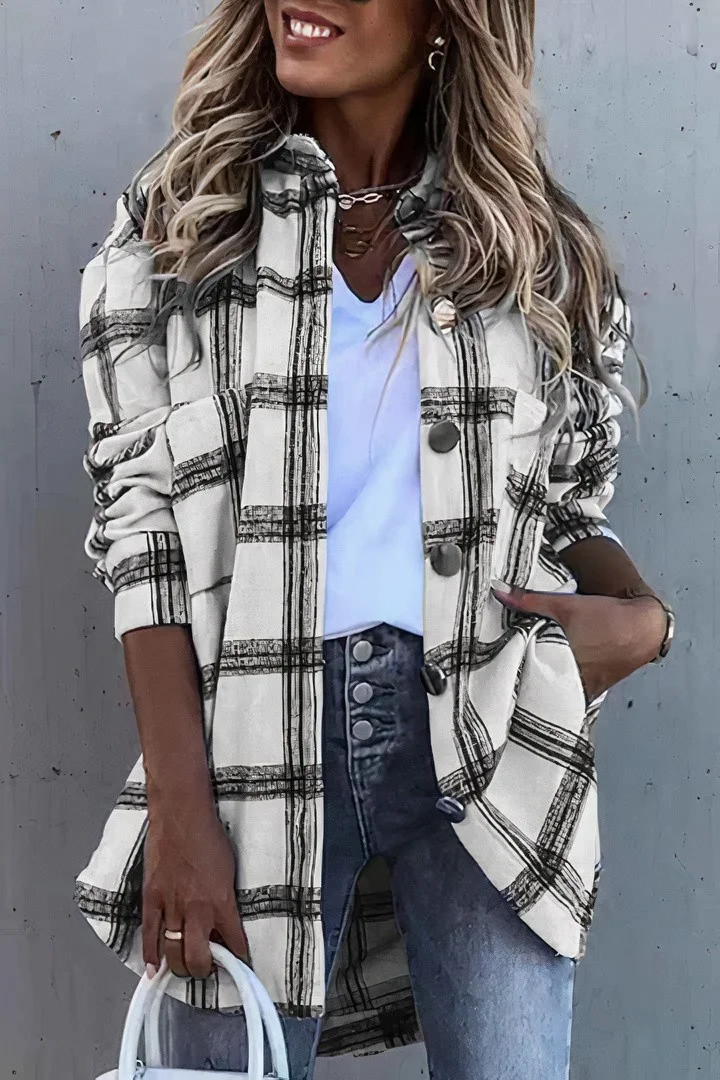 Plaid Button Up Dual Pocket Front Shacket