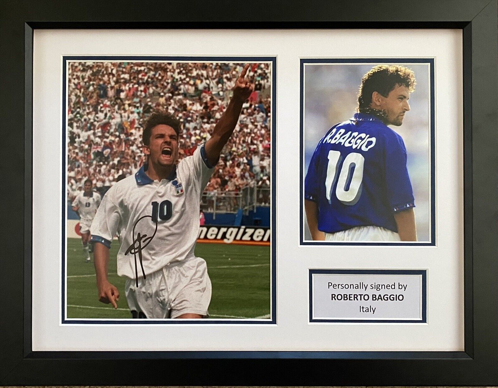 Roberto Baggio Hand Signed Italy Photo Poster painting In 16x12 Frame Display EXACT PROOF