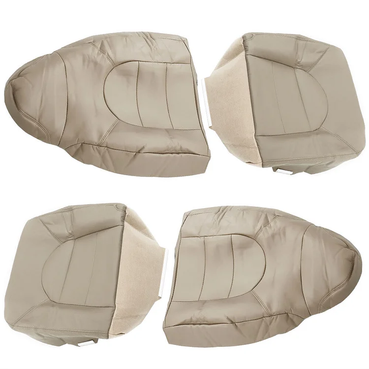 SEBLAFF 4Pcs Front Bottom and Lean Back Tan Seat Cover Driver Passenger Replacement for 1999 2000 F250 350 F450 F550