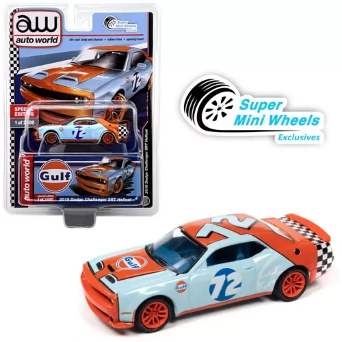 Dronehint Auto World 1:64 - 2019 Dodge Challenger Hellcat Gulf - SMW Exclusives Toy