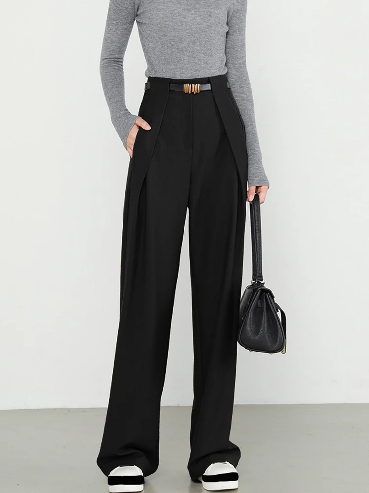 Middle Waist Solid Pocket Straight Leg Pants QueenFunky