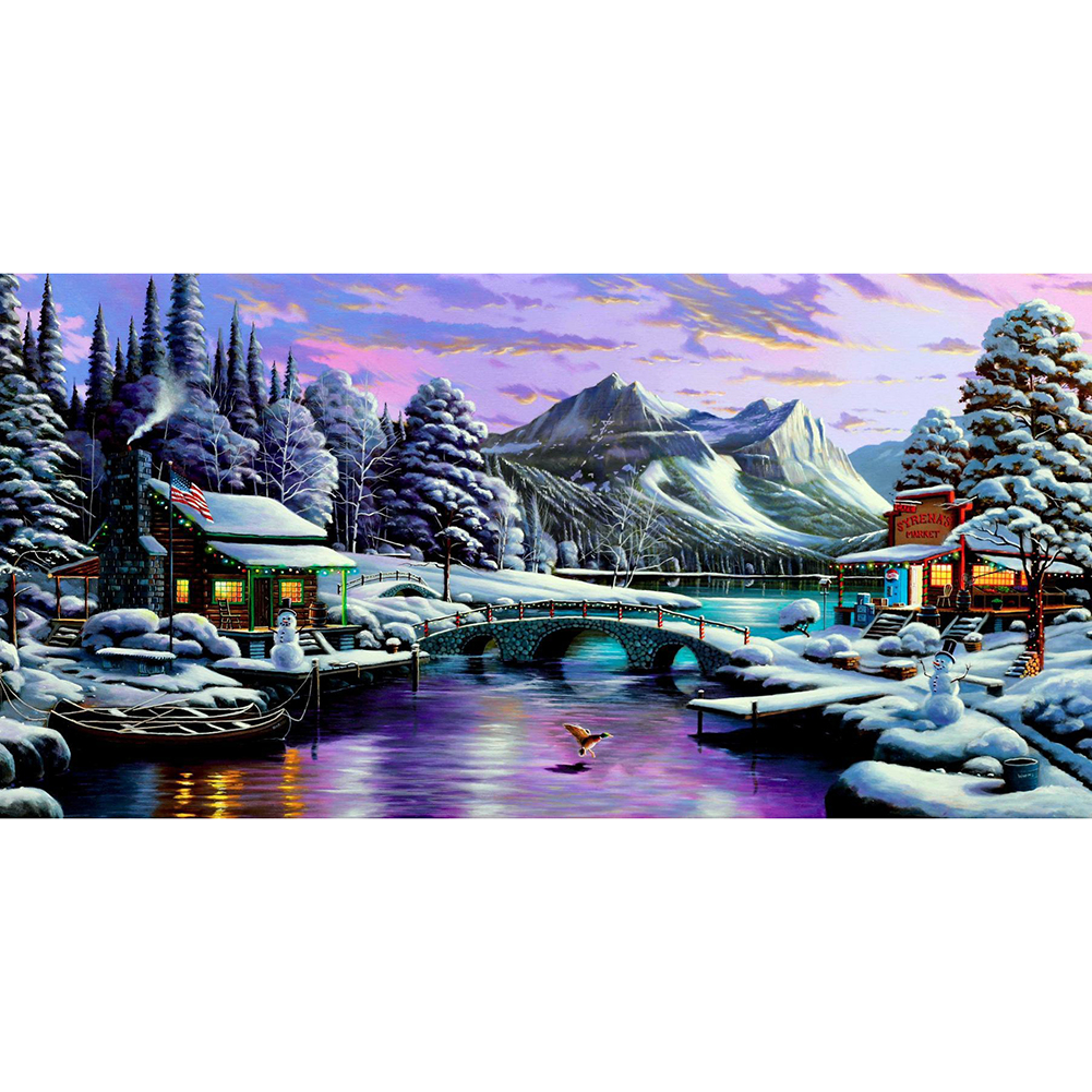 

Cabin Scenery - Round Drill Diamond Painting - 80*40CM (Big Size), 501 Original