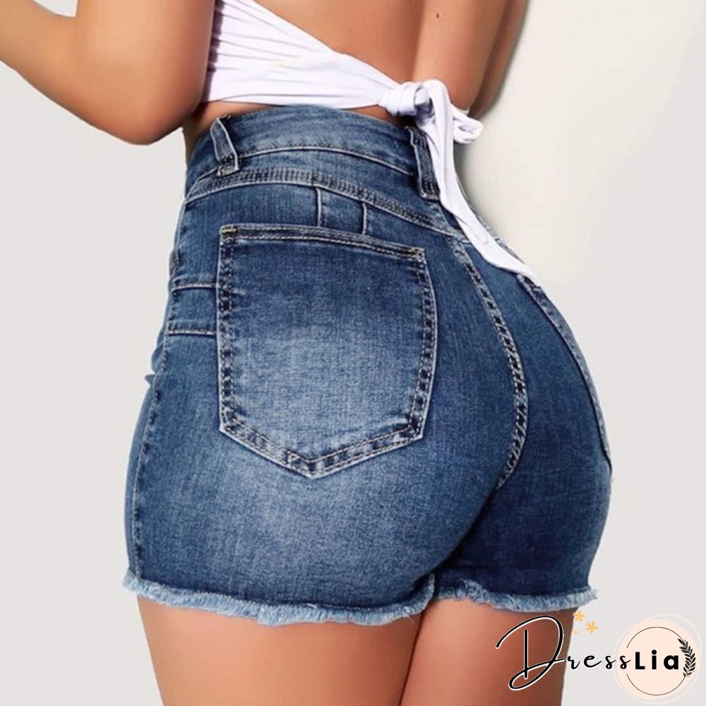 Women Fashion New Denim High Waist Shorts Hot Shorts Washed Jeans Summer Short Pants