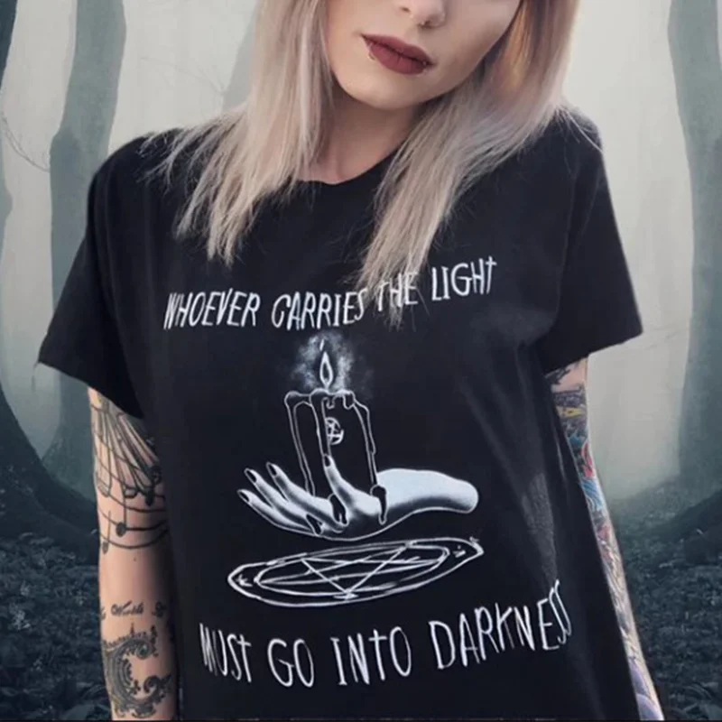 Whoever Carries The Light Must Go Into Darkness Printed Women's T-shirt -  