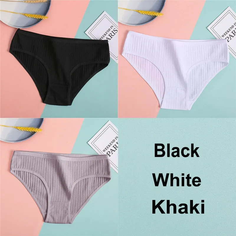 3PCS Cotton Panties Women's Underwear Casual Solid Color Panties for Women Intimate Lingerie Sexy Briefs Female Underpants M-XL