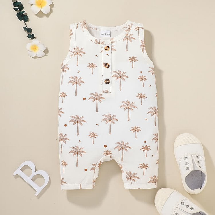  Baby Coconut Tree Sleeveless Newborn Romper