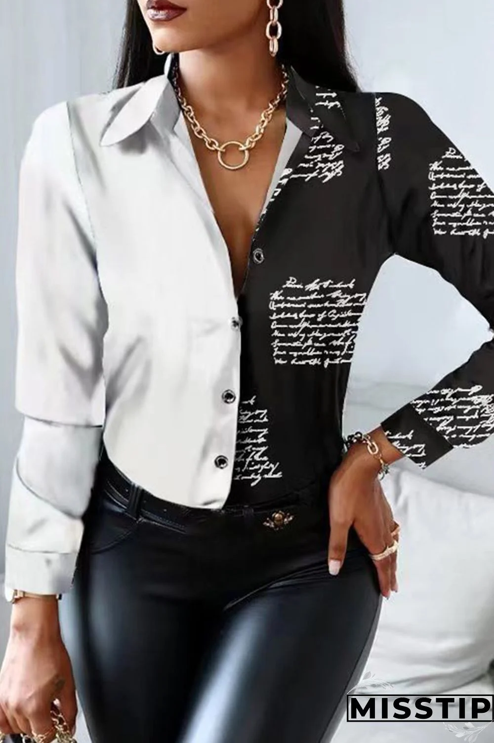 Camouflage Fashion Casual Print Patchwork Turndown Collar Tops