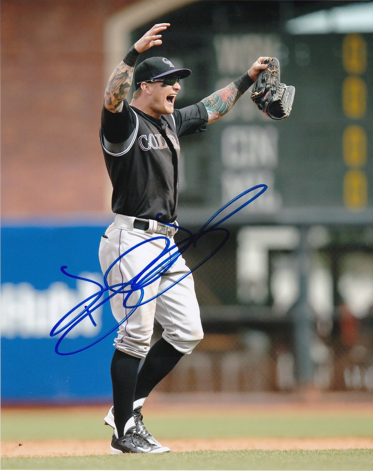 BRANDON BARNES COLORADO ROCKIES ACTION SIGNED 8x10