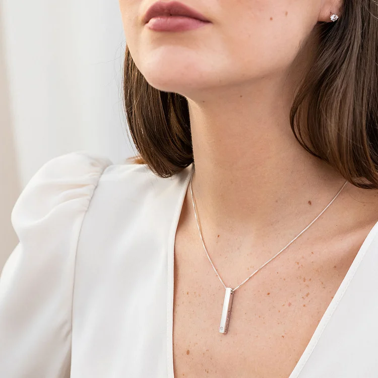 Collana a barra cubica acciaio inox per uomo papà nonno marito fidanzato 4 testi personalizzabili