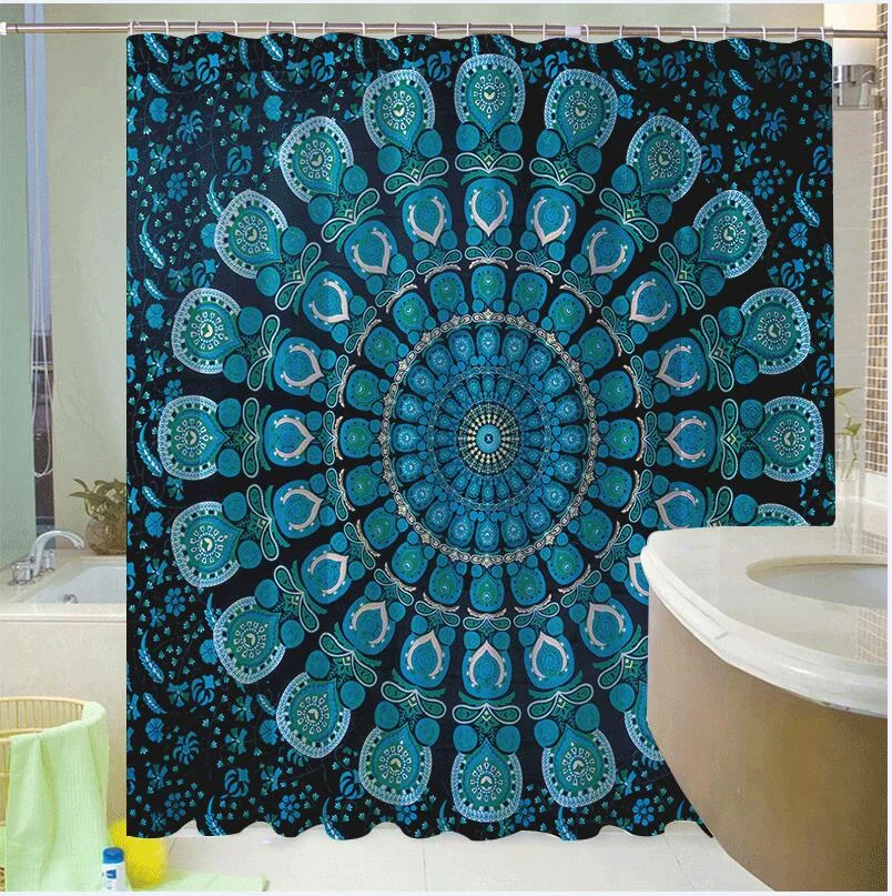 Mandala Shower Curtain Waterproof Floral Bohemian Bath Accessories for Bathroom Waterproof Fabric Shower Curtain