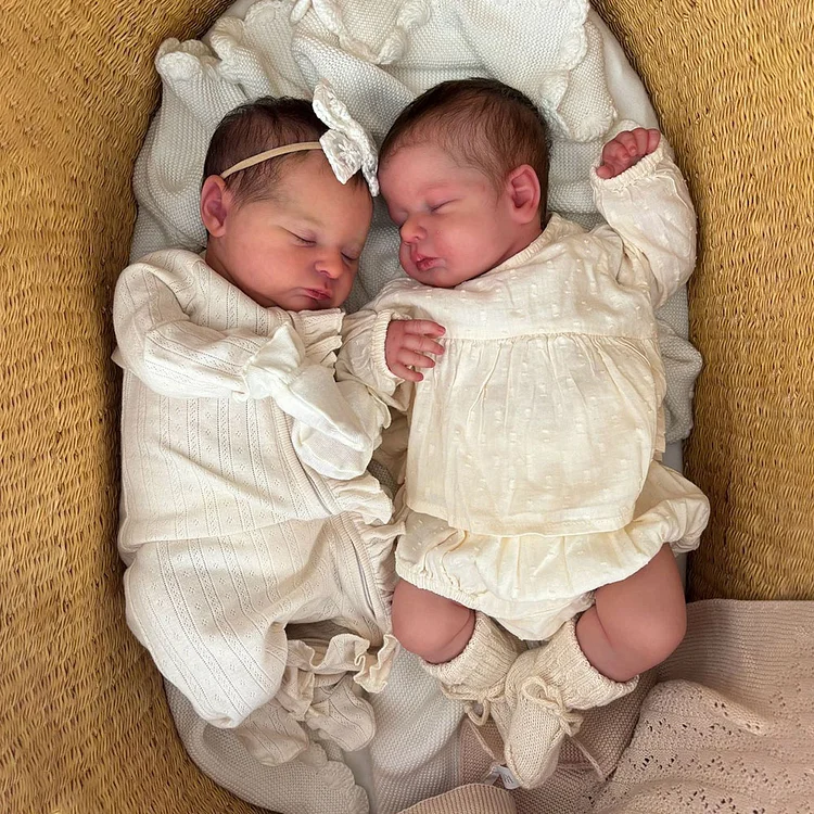 [Heatbeat Coos and Breath] 20" Sweet Sleeping Dreams Reborn Newborn Twins Sisters Stusa and Clasar Truly Baby Toy,Birthday Gift