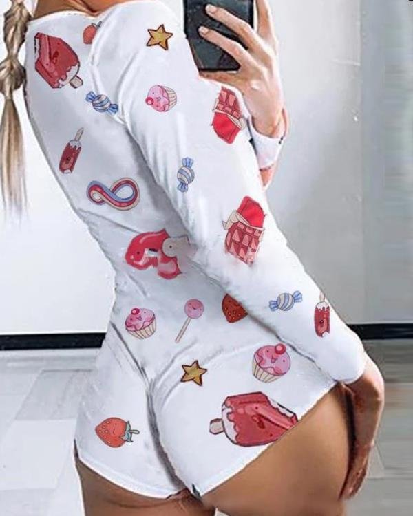 Women Candy Print Slim Fit Romper