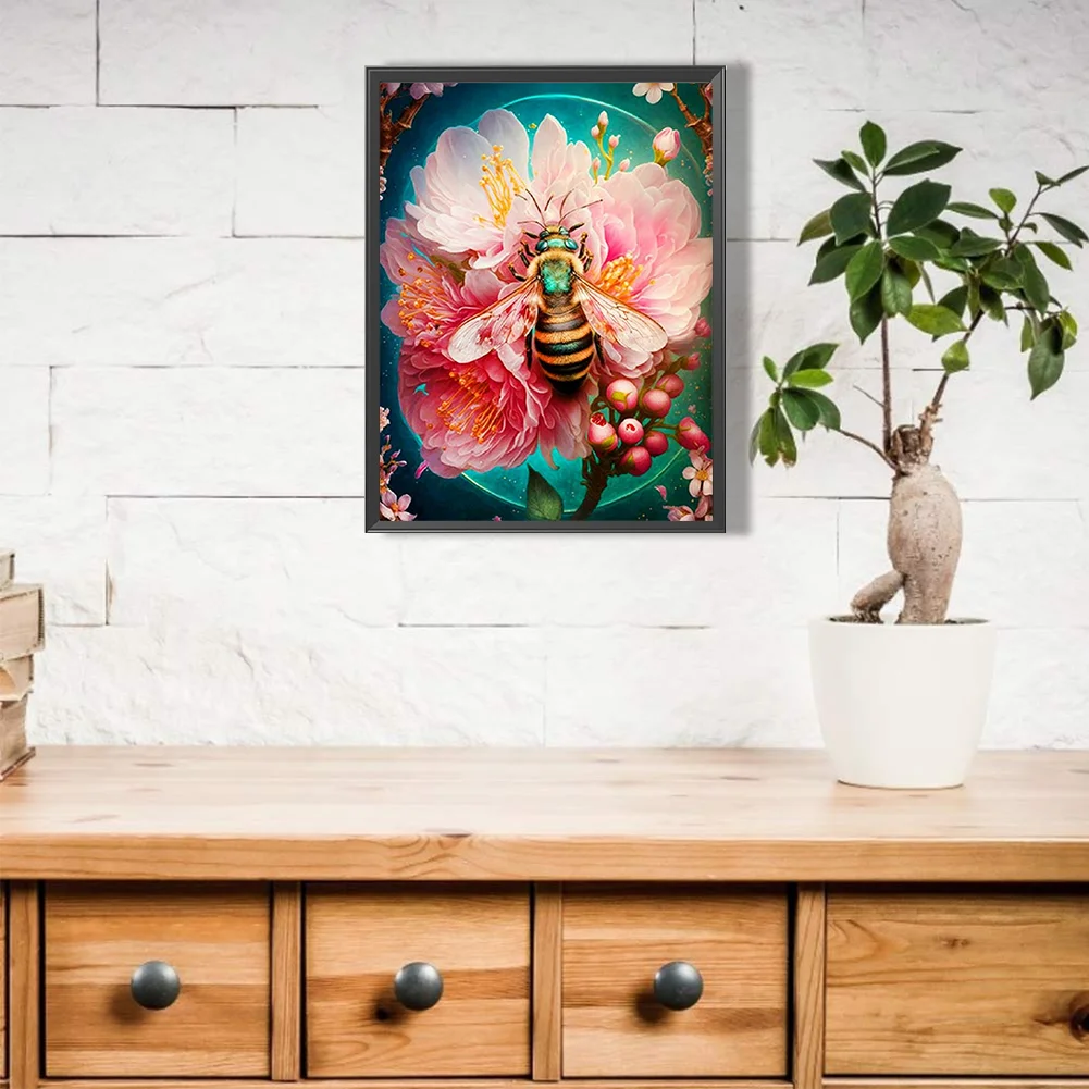 Full Round Diamond Painting 30*40cm - Flower Bee