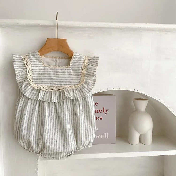 Baby Toddler Sister Match Striped Ruffled Dress