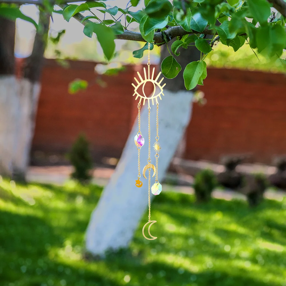 Hanging Bead Moon Sun Light Catcher Crystal Outdoor Wall Wind Chime (71)