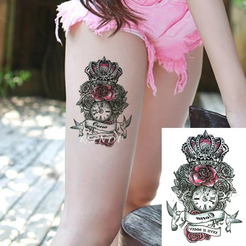 Waterproof Temporary Tattoo Sticker Sexy Thigh Love Sick English Words Gothic Water Transfer Fake Tatto Flash Tatoo for Women