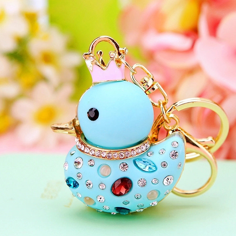 Cartoon Style Cute Duck Resin Diamond Women’s Bag Pendant Keychain