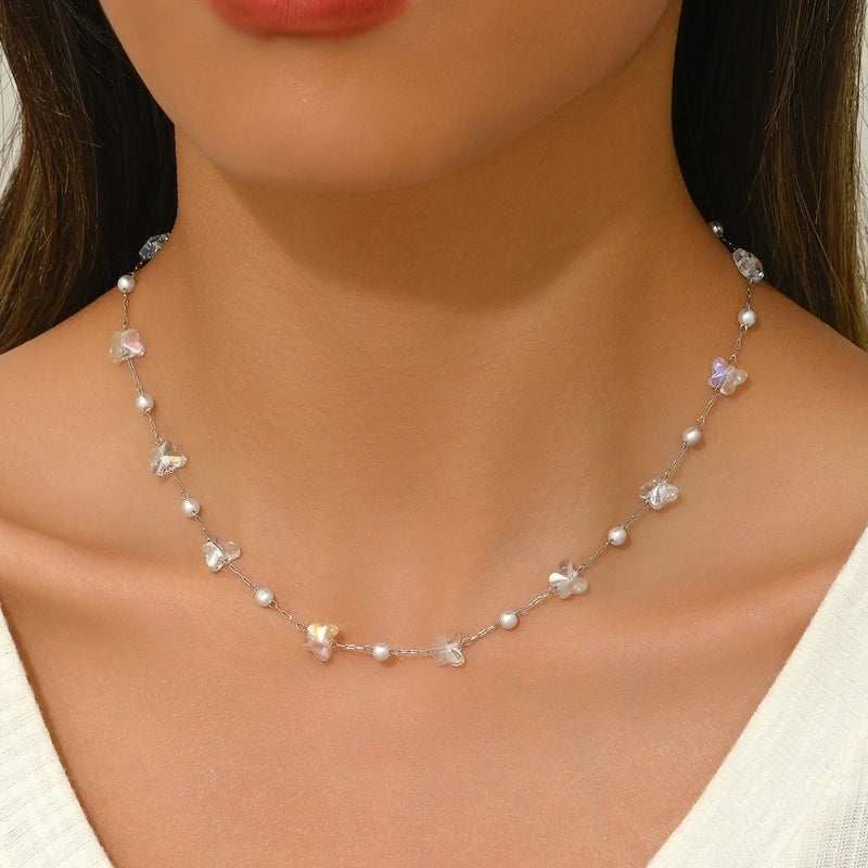 Elegant Butterfly 304 Stainless Steel Necklace Cable Chain