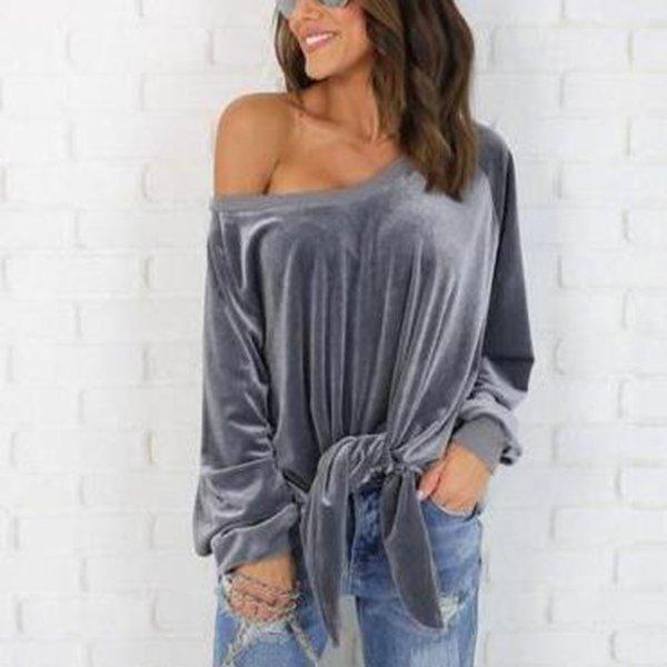 Plain Long Sleeve Blouse & Shirts