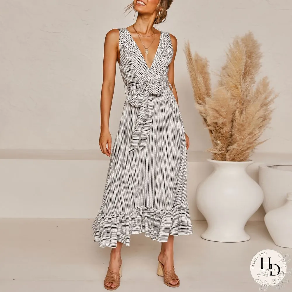 Sleek Sleeveless Overlap Dress