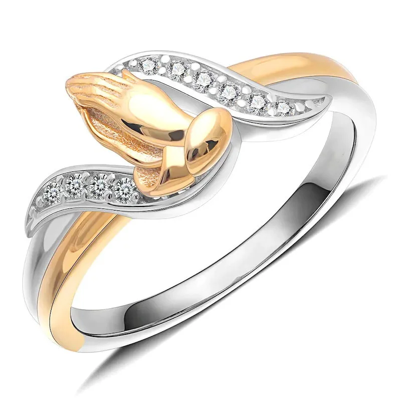 Praying Hands Moissanite Ring