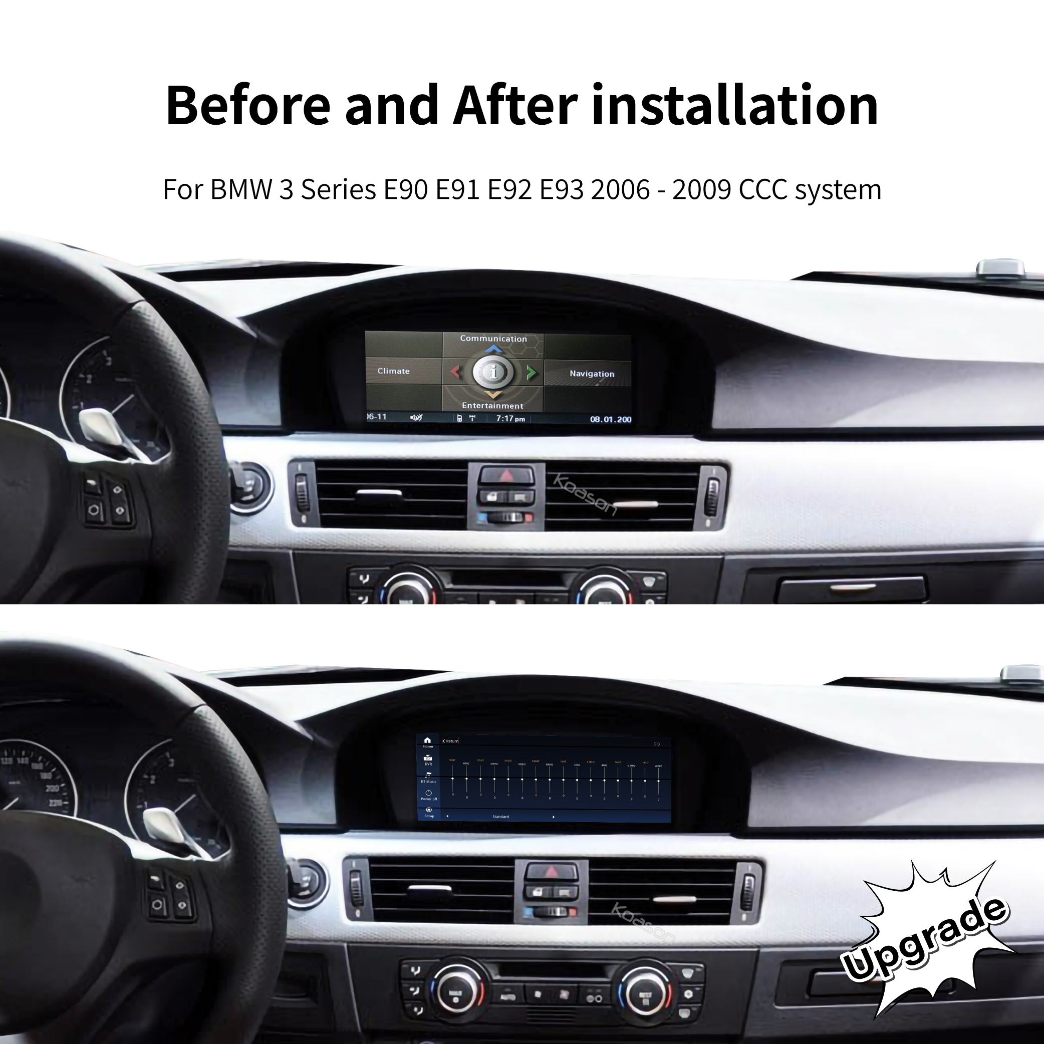 KOASON Linux Apple CarPlay Android Auto TouchScreen Original Retrofit Upgrade Monitor for BMW 3 Series E90 E91 E92 E93