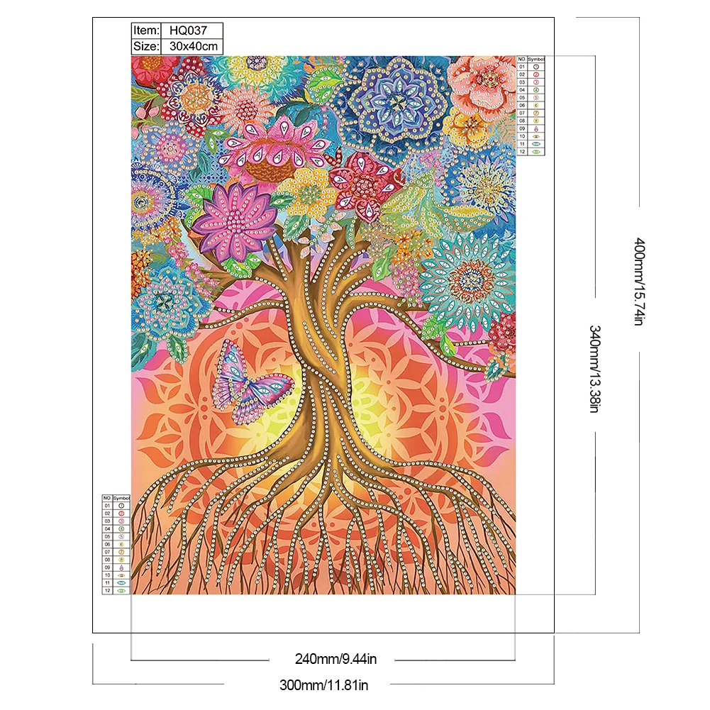 Special Shape Diamond Painting 30*40cm - Tree And Butterflies