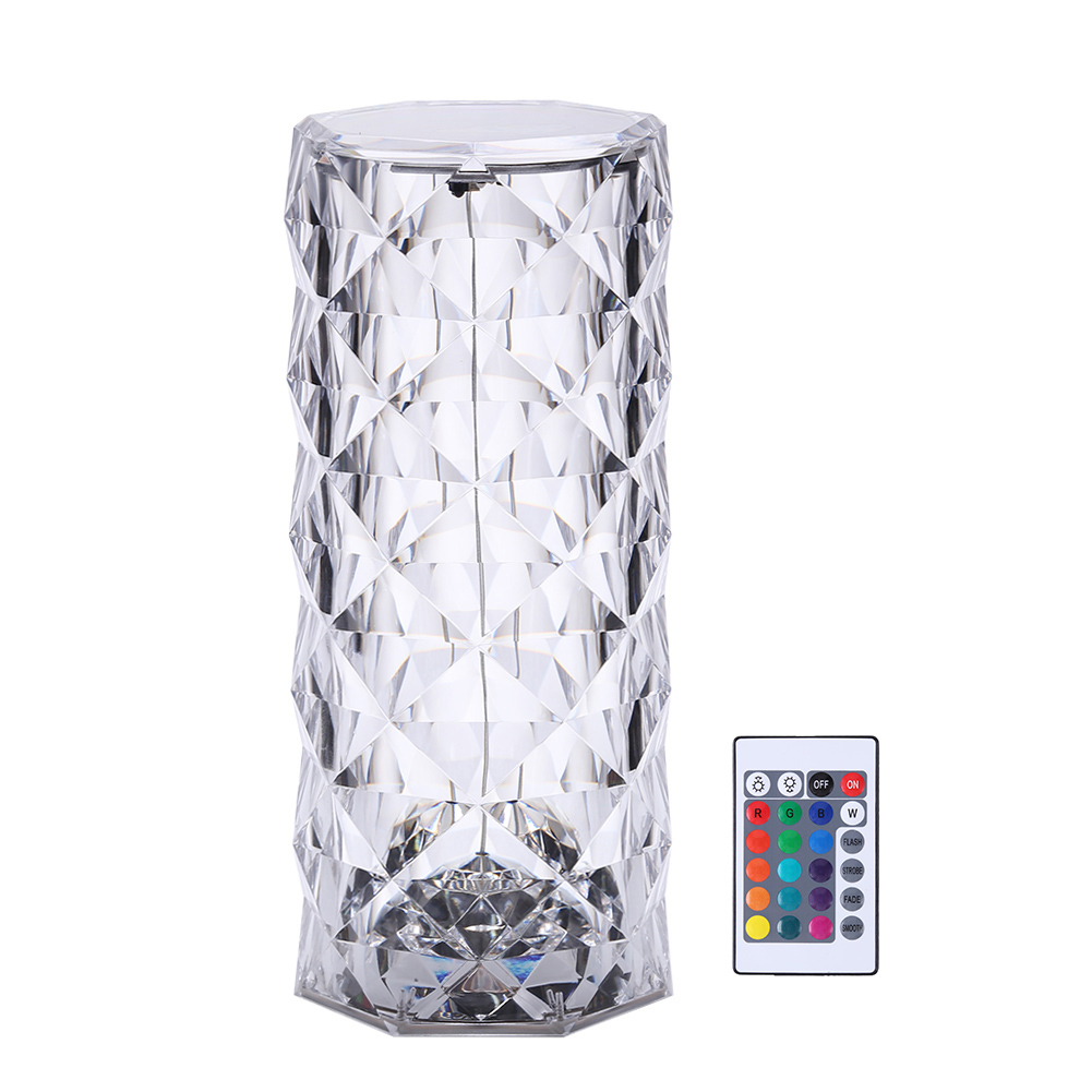 

LED Crystal Cylindrical Table Lamp Dimmable RGB Touch Remote Control Light, 501 Original