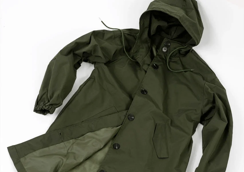 WATER RESISTANT OVERSIZED HOODED WINDBREAKER RAIN JACKET